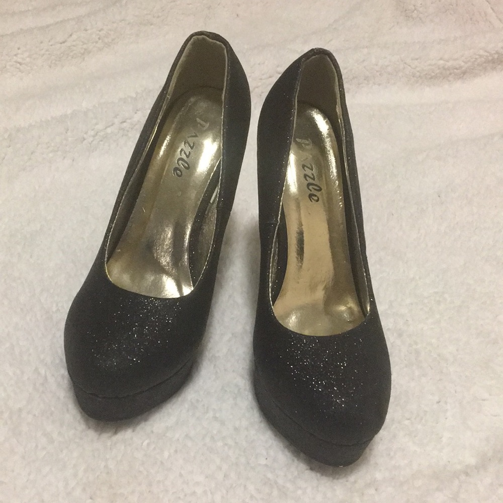 Black & gold sparkly heels *WORN ONCE*